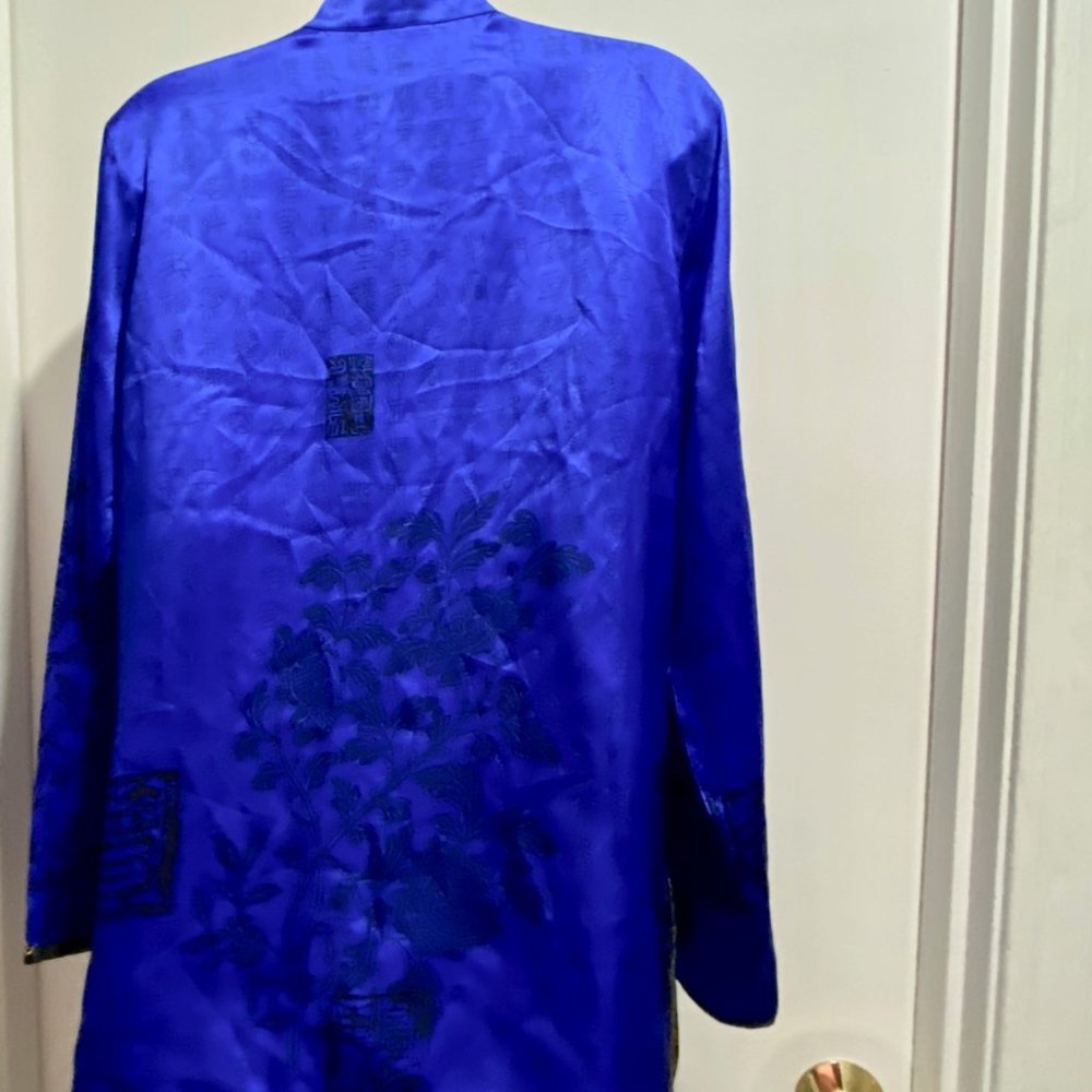 Vint. Chico's Asian Mandarin Collar Silk Button Front Chic Shirt Top Blouse 1 M - Picture 5 of 6
